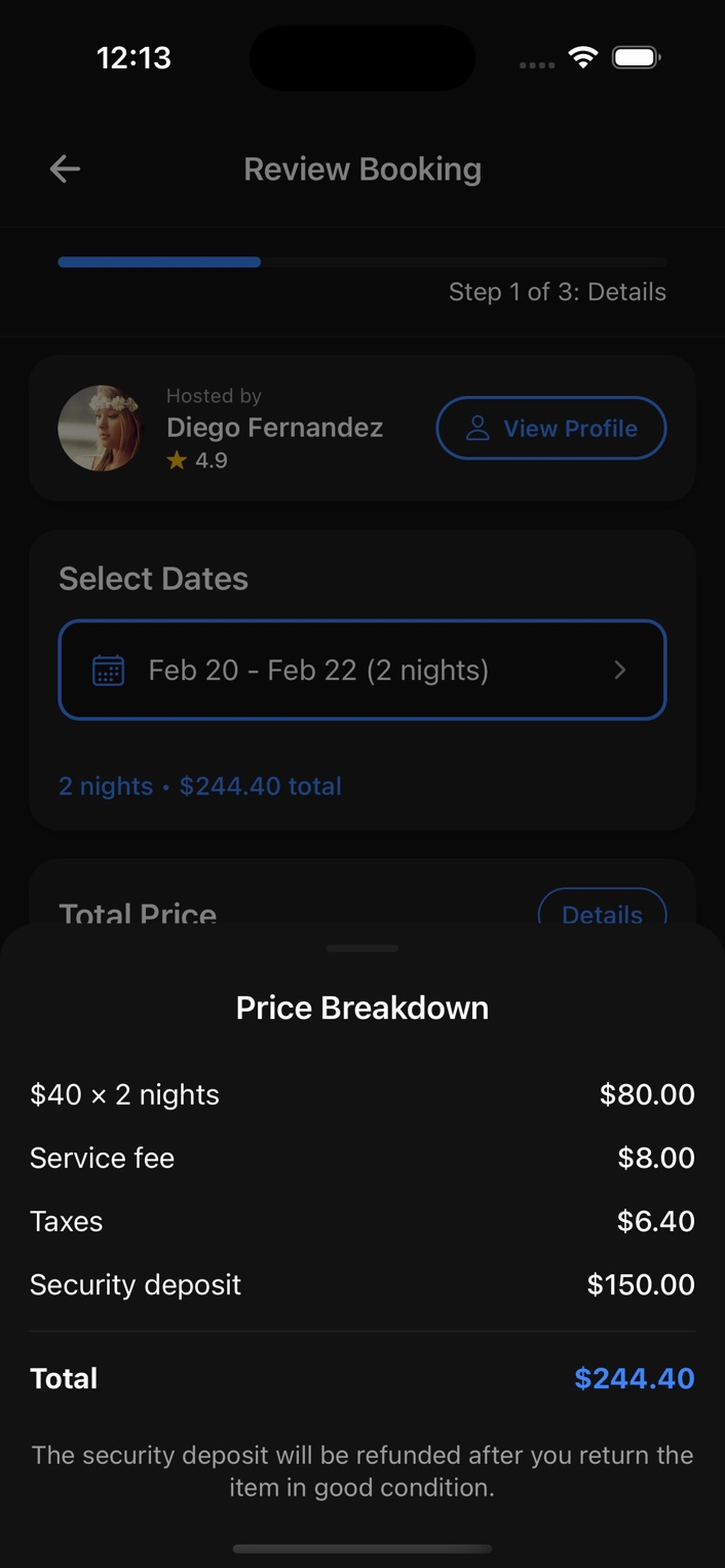 Transparent price breakdown